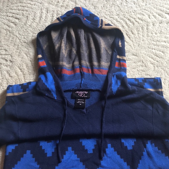 Hooded blue print sweater - Picture 3 of 3